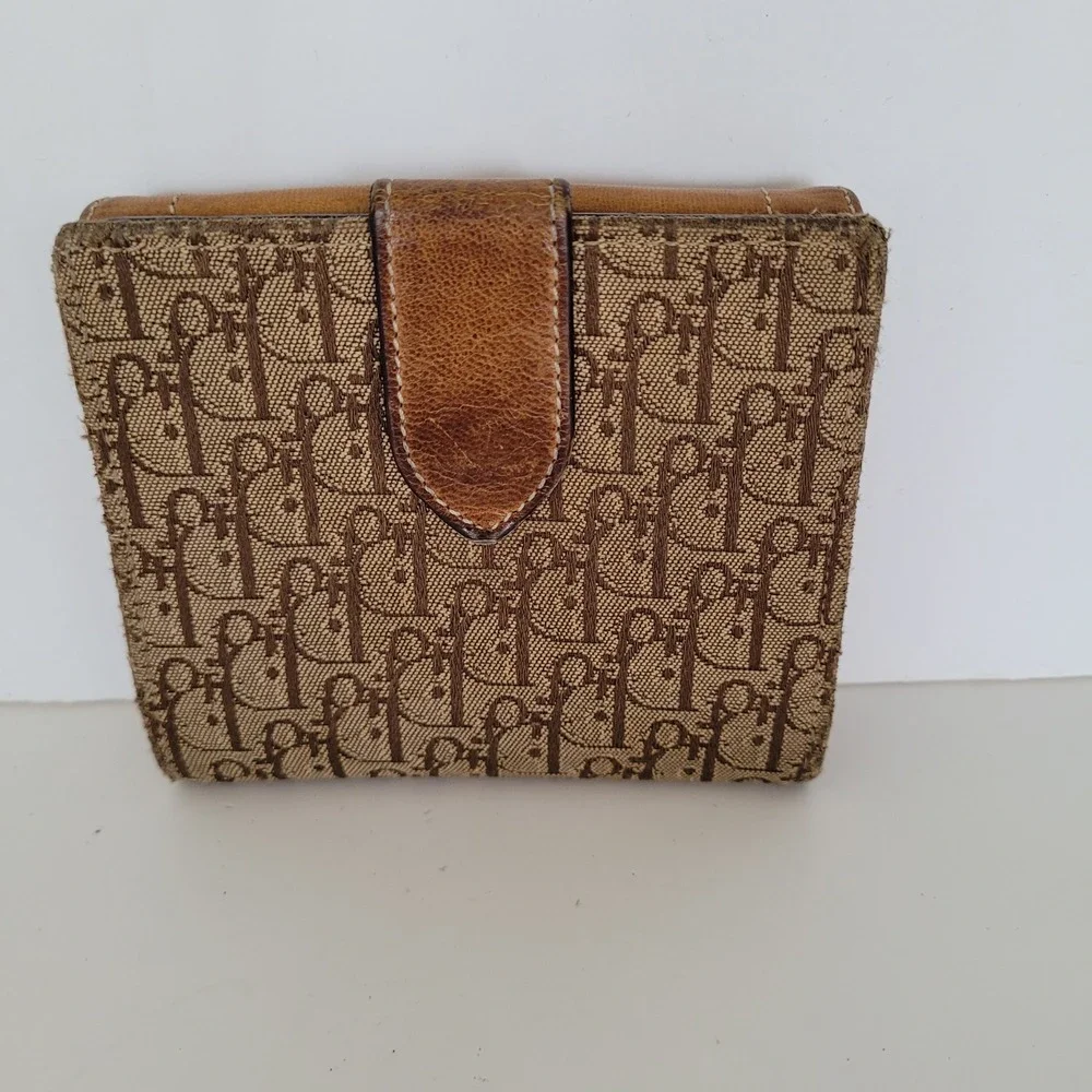 Christian Dior Vintage Trotter Monogram Canvas Compact Wallet Brown MC 0024